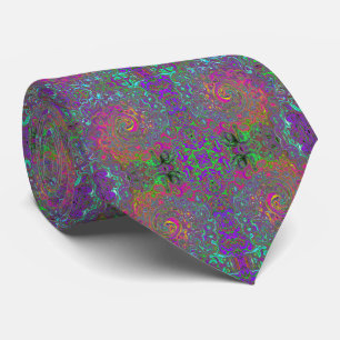 Trippy Hot Pink Abstract Retro Liquid Swirl Tie