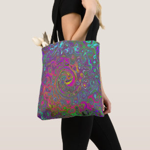 Trippy Hot Pink Abstract Retro Liquid Swirl Tote Bag