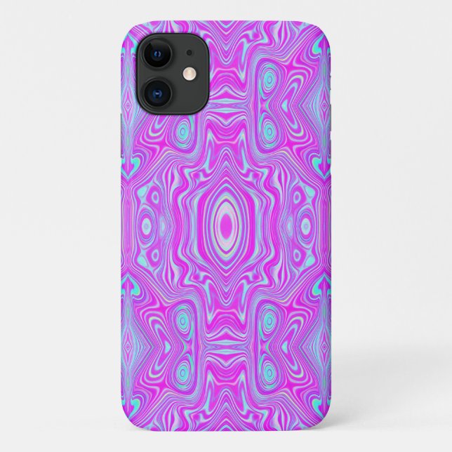 Trippy Hot Pink and Aqua Blue Abstract Pattern Case-Mate iPhone Case (Back)
