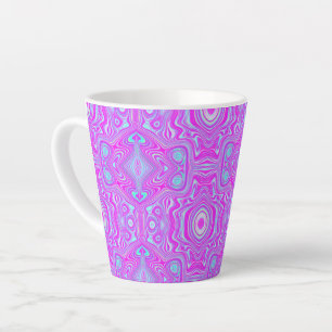 Trippy Hot Pink and Aqua Blue Abstract Pattern Latte Mug