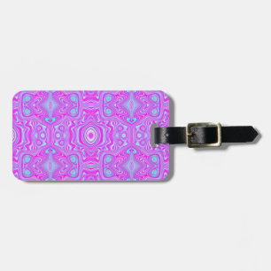 Trippy Hot Pink and Aqua Blue Abstract Pattern Luggage Tag