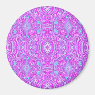 Trippy Hot Pink and Aqua Blue Abstract Pattern Magnet