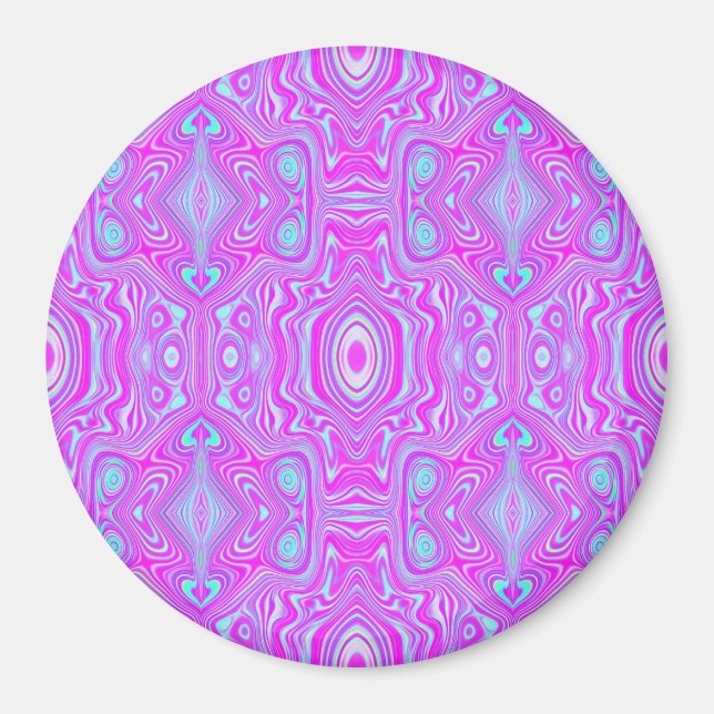 Trippy Hot Pink and Aqua Blue Abstract Pattern Magnet (Front)