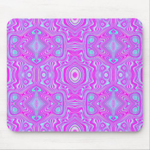 Trippy Hot Pink and Aqua Blue Abstract Pattern Mouse Pad