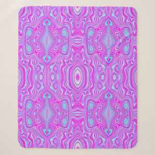 Trippy Hot Pink and Aqua Blue Abstract Pattern Sherpa Blanket