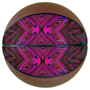 Trippy Hot Pink, Red and Blue Abstract Butterfly Basketball