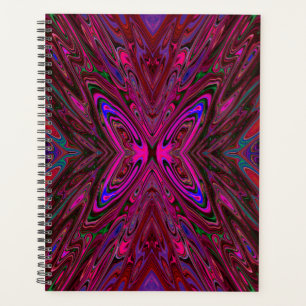 Trippy Hot Pink, Red and Blue Abstract Butterfly Planner