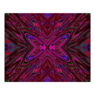 Trippy Hot Pink, Red and Blue Abstract Butterfly Poster