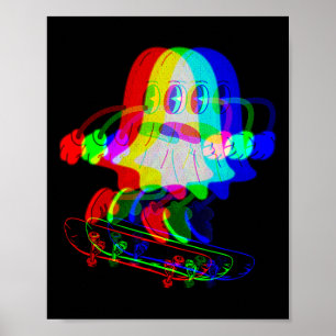 Trippy House Music Ghost Halloween Techno Rave Ska Poster