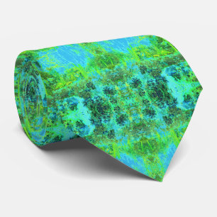 Trippy Lime Green and Blue Garden Landscape Tie