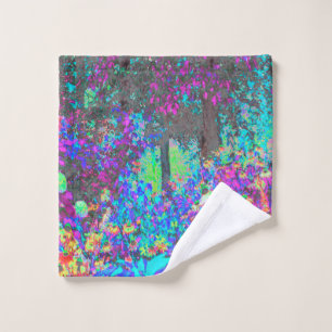 Trippy Lime Green and Purple Garden Sunrise Wash Cloth