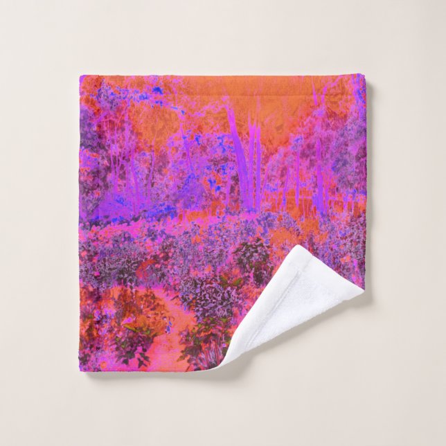 Trippy Magenta and Orange Impressionistic Garden Wash Cloth (Wash Cloth)