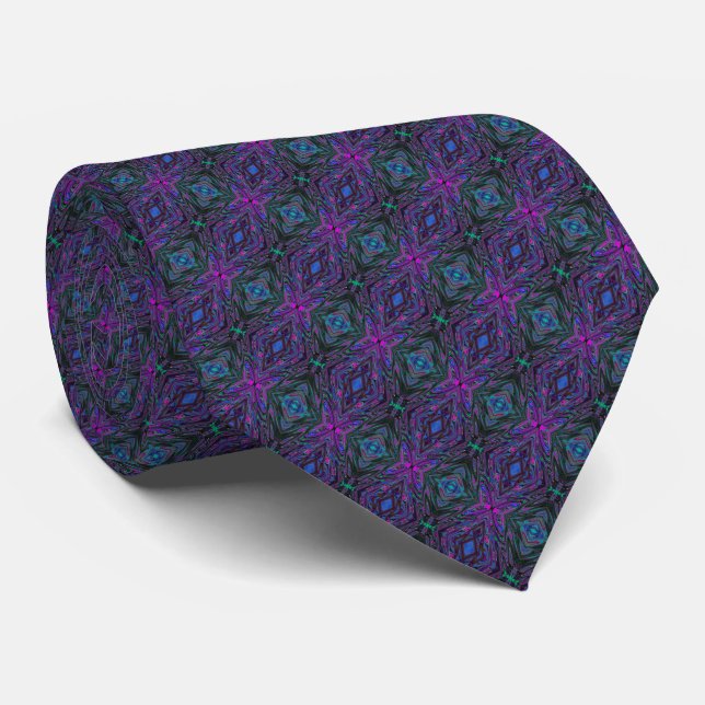 Trippy Magenta, Blue and Green Abstract Butterfly Tie (Rolled)
