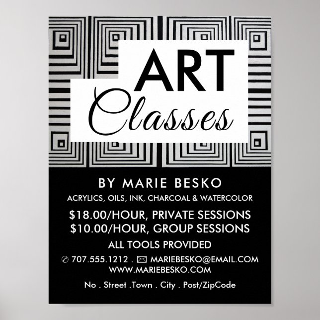 Trippy Maze Squares, Art Teacher, Art Classes Poster (Front)