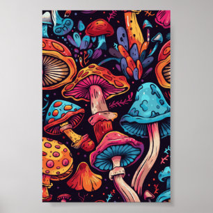 Trippy Mushroom Art Painting Poster