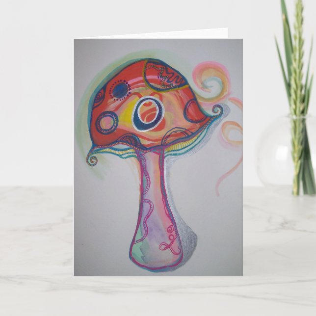 Trippy Mushroom Card - Hippie Blank Notecard (Front)