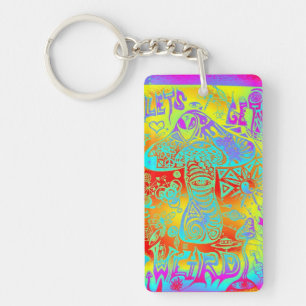 trippy mushroom key ring