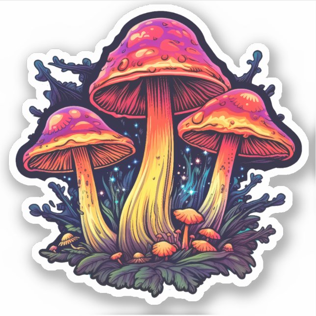 Trippy Mushroom Sticker: A Psychedelic Delight (Front)