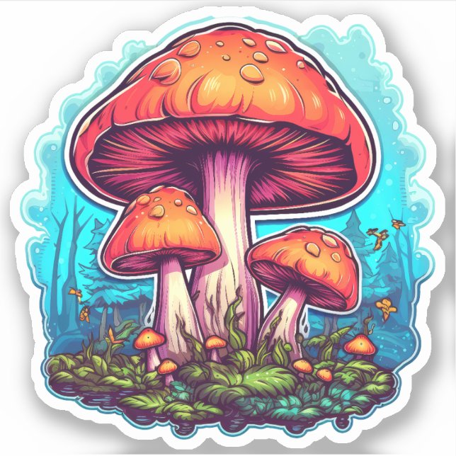 Trippy Mushroom Sticker: A Psychedelic Delight (Front)