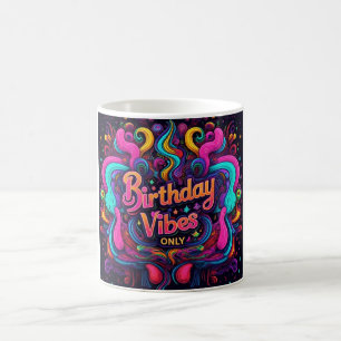 Trippy Neon Swirl Birthday Vibes Coffee Mug