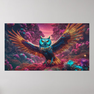 Trippy owl flying  poster