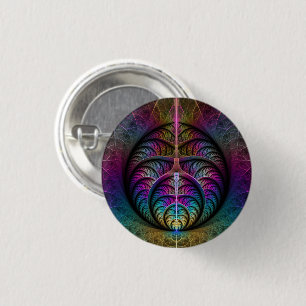 Trippy Patterned Colourful Abstract Fractal Art 3 Cm Round Badge