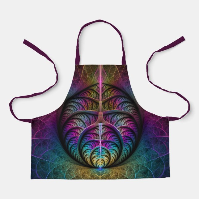 Trippy Patterned Colourful Abstract Fractal Art Apron (Front)