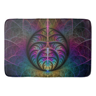 Trippy Patterned Colourful Abstract Fractal Art Bath Mat