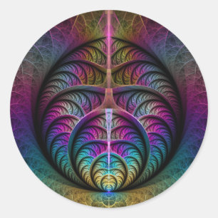 Trippy Patterned Colourful Abstract Fractal Art Classic Round Sticker
