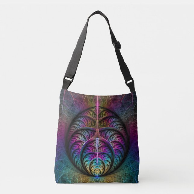 Trippy Patterned Colourful Abstract Fractal Art Crossbody Bag (Front)