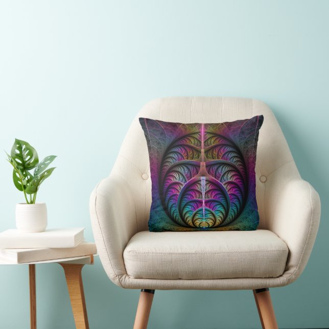 Trippy Patterned Colourful Abstract Fractal Art Cushion (Chair)