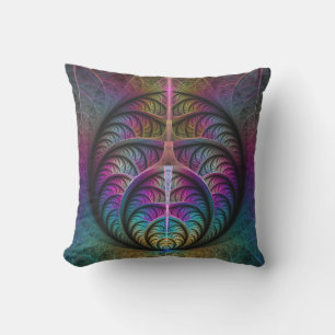 Trippy Patterned Colourful Abstract Fractal Art Cushion