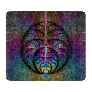 Trippy Patterned Colourful Abstract Fractal Art Cutting Board