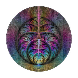 Trippy Patterned Colourful Abstract Fractal Art Cutting Board