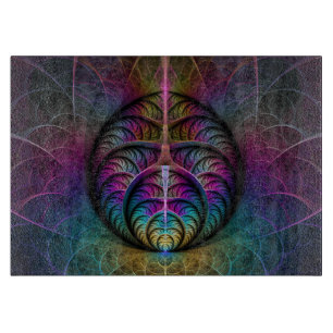 Trippy Patterned Colourful Abstract Fractal Art Cutting Board
