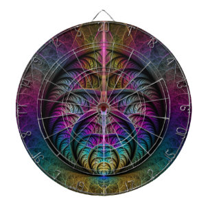 Trippy Patterned Colourful Abstract Fractal Art Dartboard