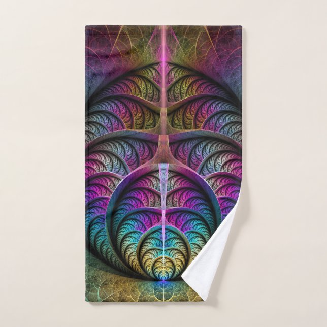 Trippy Patterned Colourful Abstract Fractal Art Hand Towel (Hand Towel)