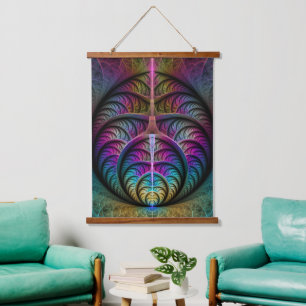 Trippy Patterned Colourful Abstract Fractal Art Hanging Tapestry