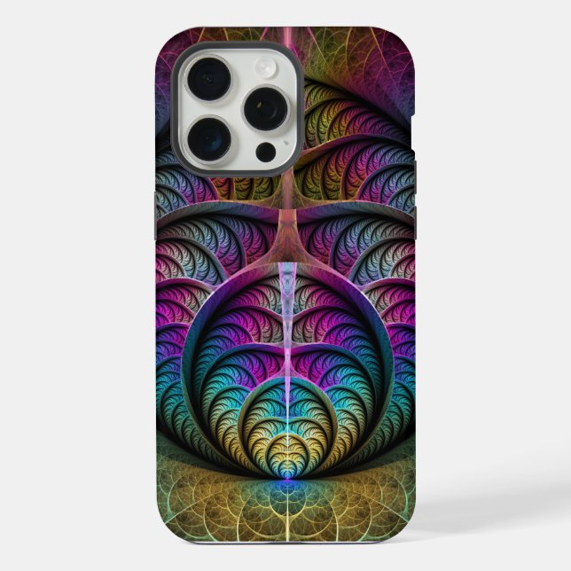 Trippy Patterned Colourful Abstract Fractal Art iPhone Case (Back)