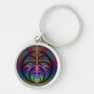 Trippy Patterned Colourful Abstract Fractal Art Key Ring
