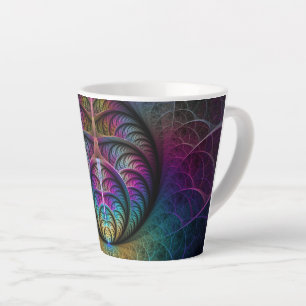 Trippy Patterned Colourful Abstract Fractal Art Latte Mug