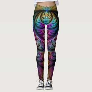 Trippy Patterned Colourful Abstract Fractal Art Leggings