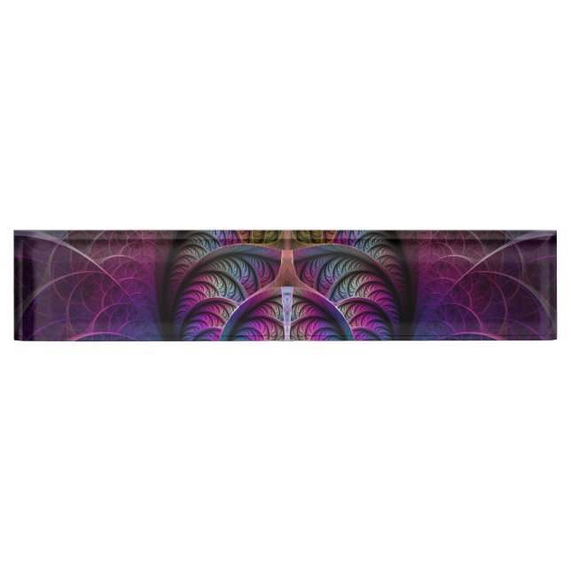 Trippy Patterned Colourful Abstract Fractal Art Nameplate (Front)