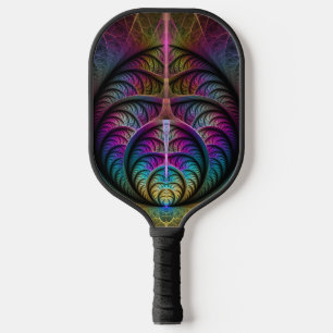 Trippy Patterned Colourful Abstract Fractal Art Pickleball Paddle