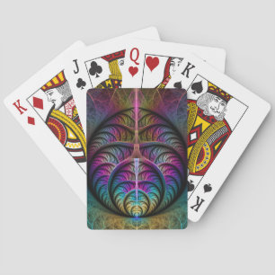 Trippy Patterned Colourful Abstract Fractal Art Playing Cards