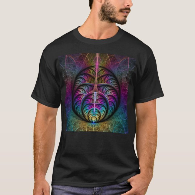 Trippy Patterned Colourful Abstract Fractal Art T-Shirt (Front)