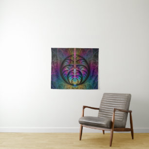 Trippy Patterned Colourful Abstract Fractal Art Tapestry