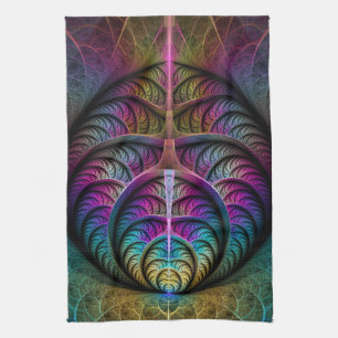 Trippy Patterned Colourful Abstract Fractal Art Tea Towel