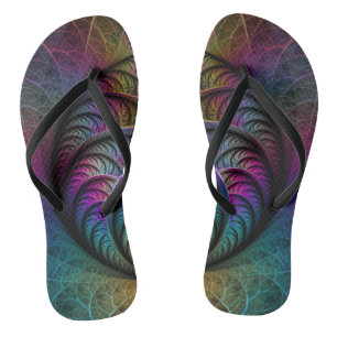 Trippy Patterned Colourful Abstract Fractal Art Thongs