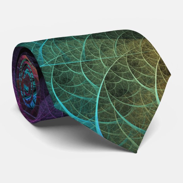 Trippy Patterned Colourful Abstract Fractal Art Tie (Rolled)